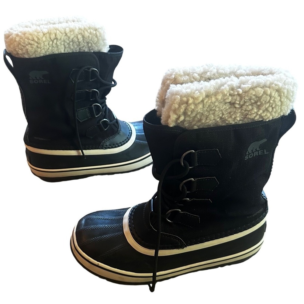 Sorel Winter Carnival Black Boots Waterproof Snow Womens 8.5